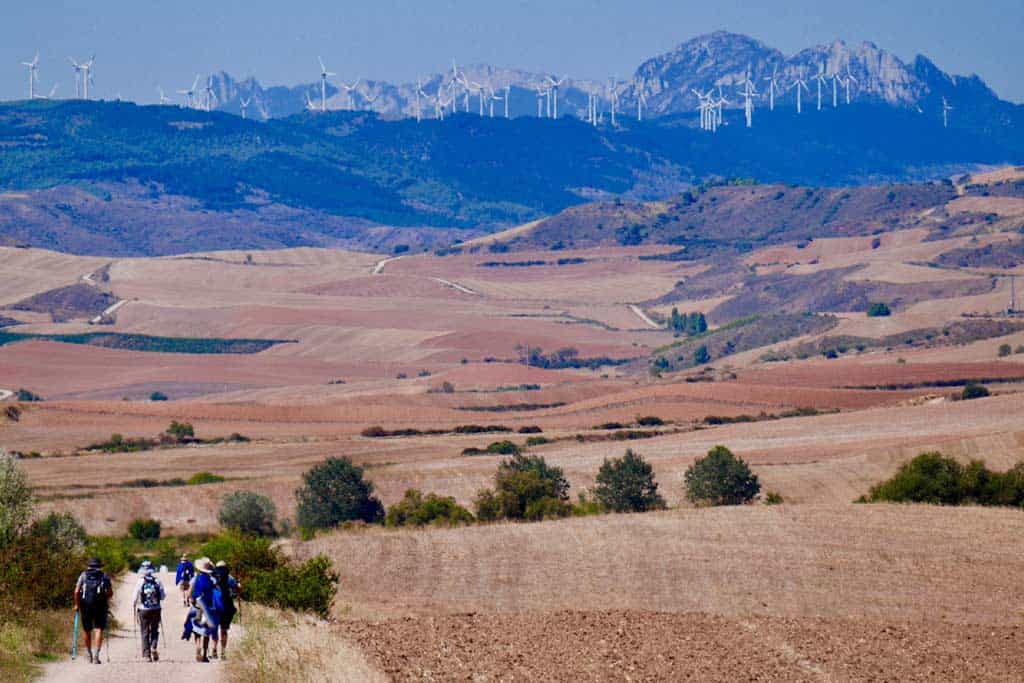 The Camino de Santiago, the Camino Frances or French Way - en route to Los Arcos and Santiago de Compostela