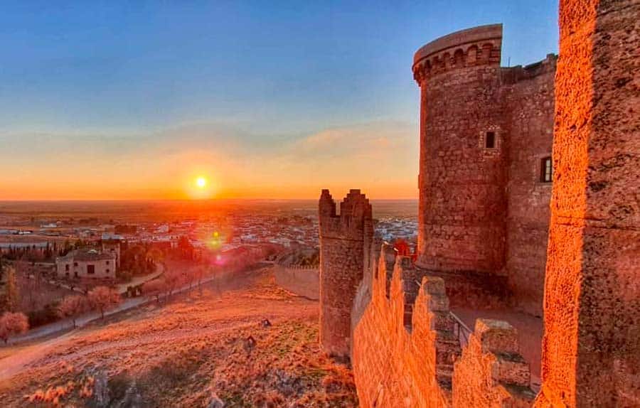 legendary castle of El Cid on the Camino Levente at sunset