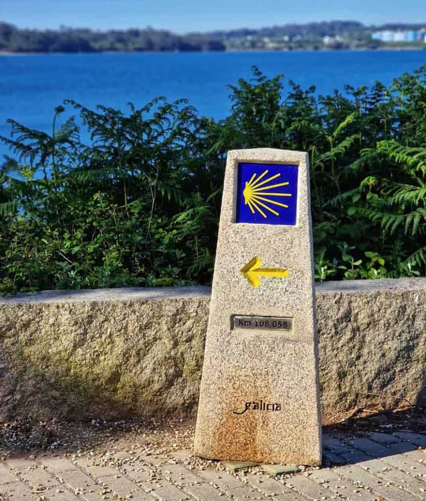 Camino marker on the Camino ingles as you leave Ferrol