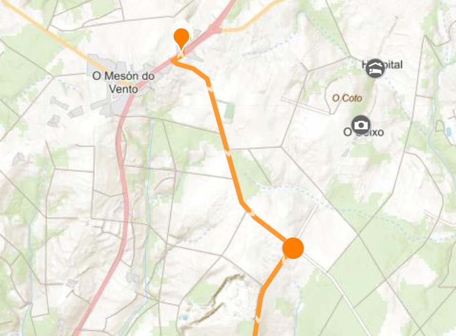 rejoining the camino from Meson do Vente en route from Bruma