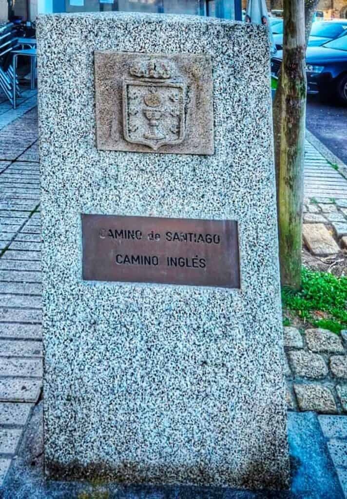 Granite marker in Ferrol marking the start of the Camino Ingles