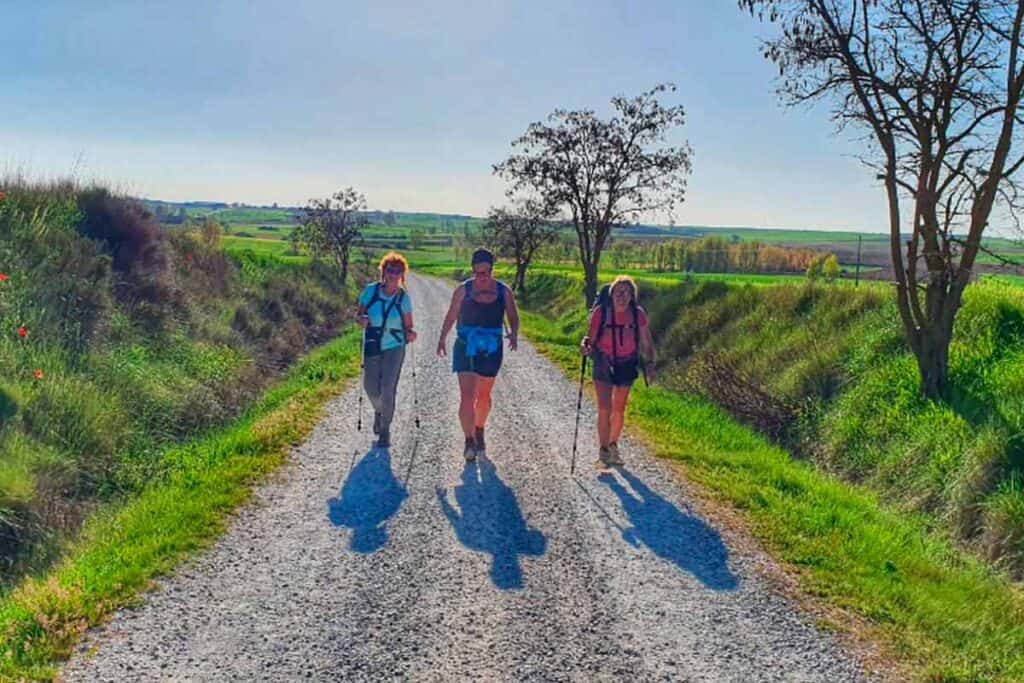 Then We Walking Club members walking from Terradillos de los Templarios to Moritanos in the early morning