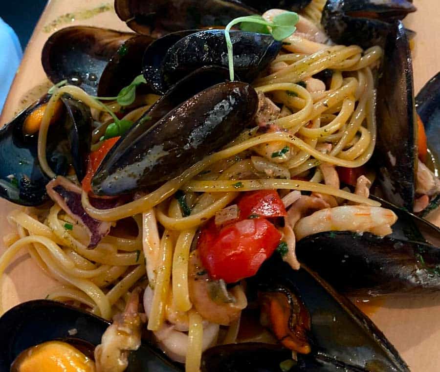 Seafood pasta at Venus restaurant on Malta