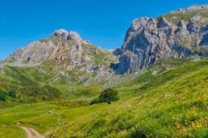 views of the Picos de Europa and Fuenta De on one of our favourite routes, the Camino Lebaniego