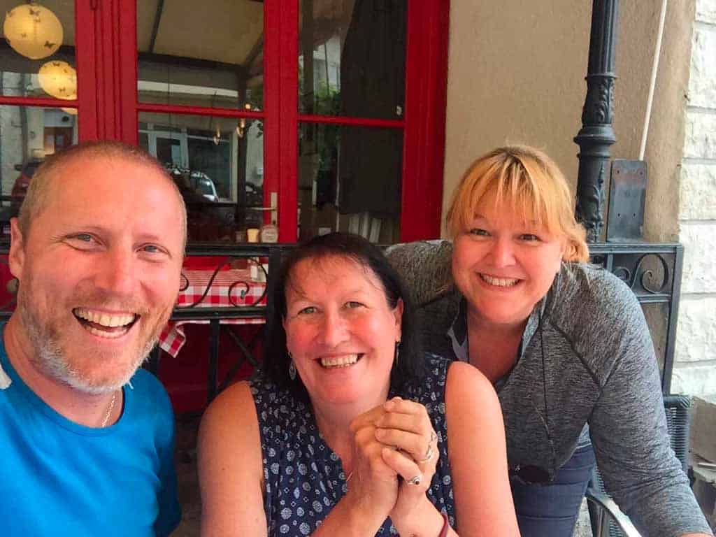 Colleen with two pilgrim friends on Le Puy Camino in France