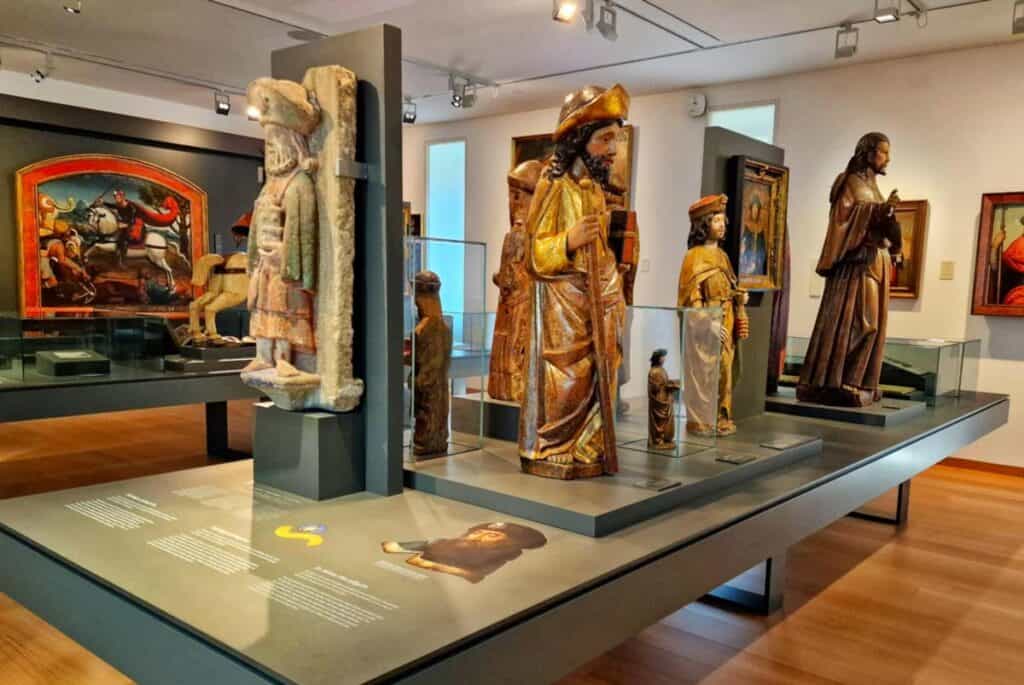 many faces of St James in the pilgrim museum in Santiago de Compostela