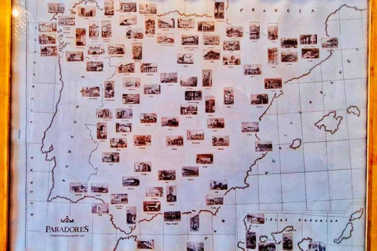 every Parador hotel has this map - it shows where every Parador Hotel is in Spain, and gives Gerry inspiration for the next visit!