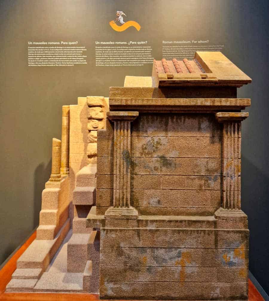 a reconstruction display of the tomb of St James, discovered in 820AD