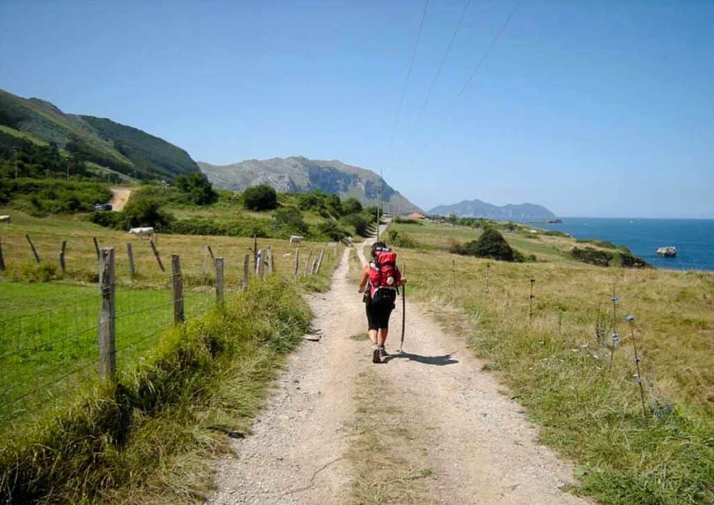 pilgrim on the path on the Camino Norte