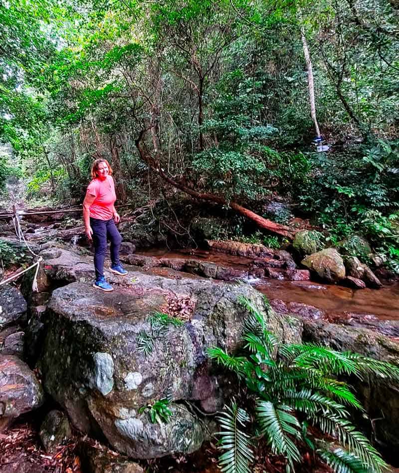 colleen hiking through botanic garden in Phong Nha