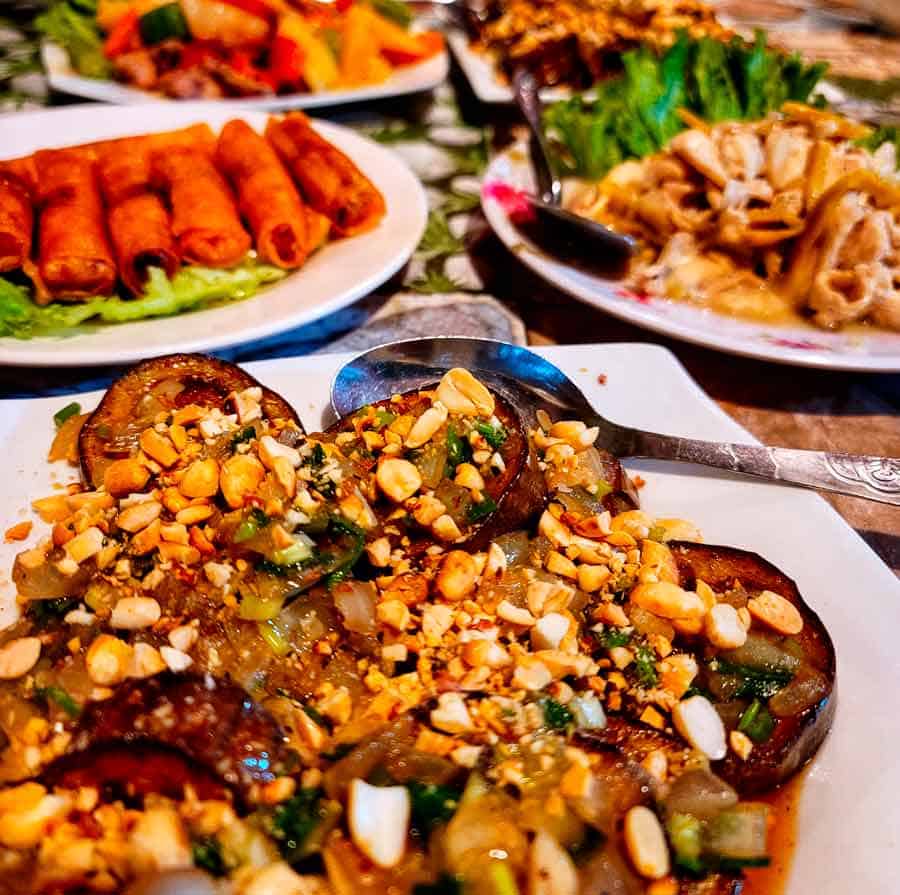 delicious dinner cooked at our homestay in Phong Nha