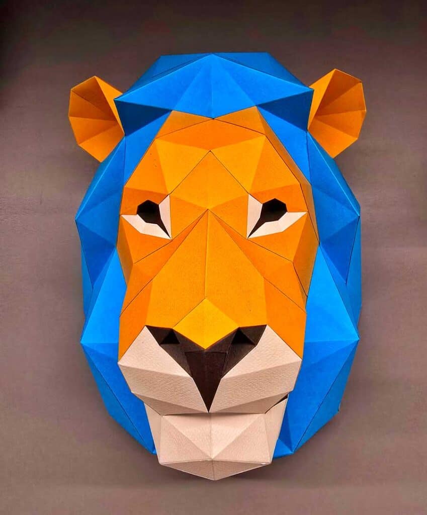 wonderful paper/origami  artwork of a lion on display in the Radisson Red 