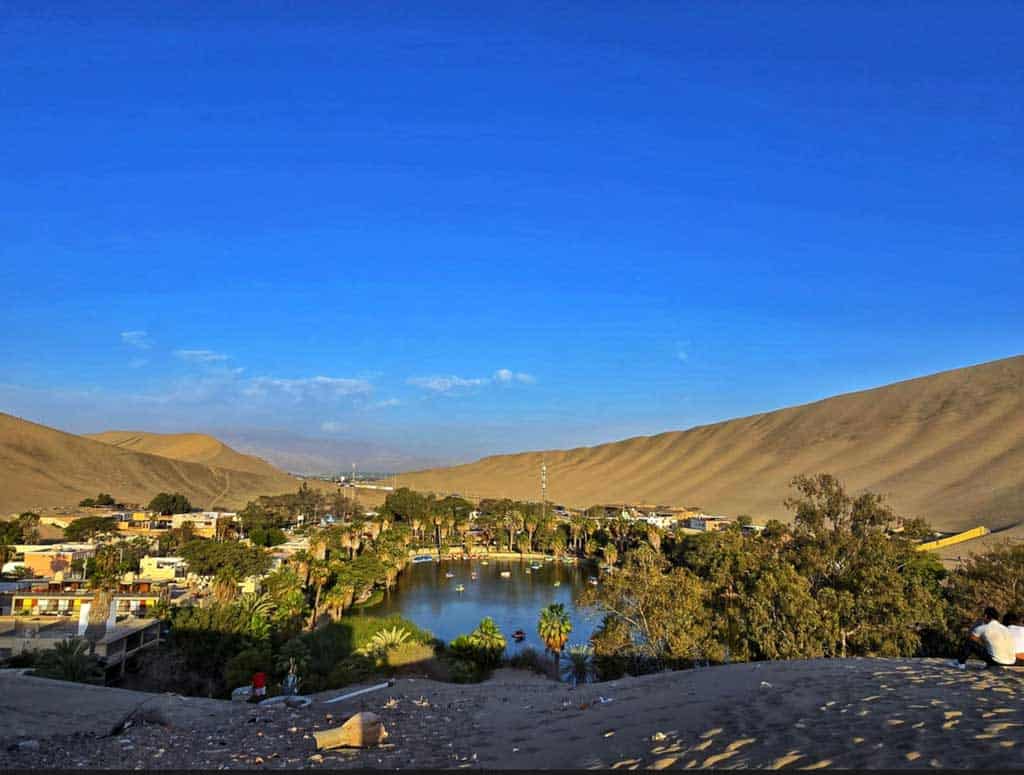 view of the oasis from the dune