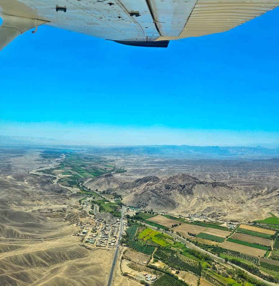 view of the fertile green nazca river valley