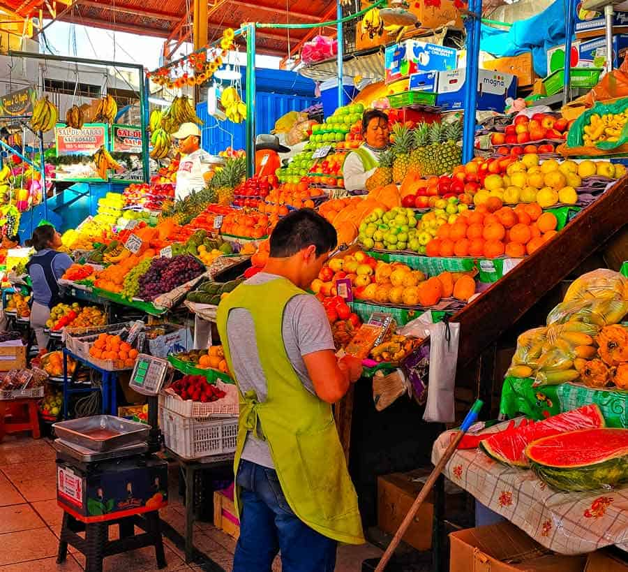 fruit stall at the local market in arequipa