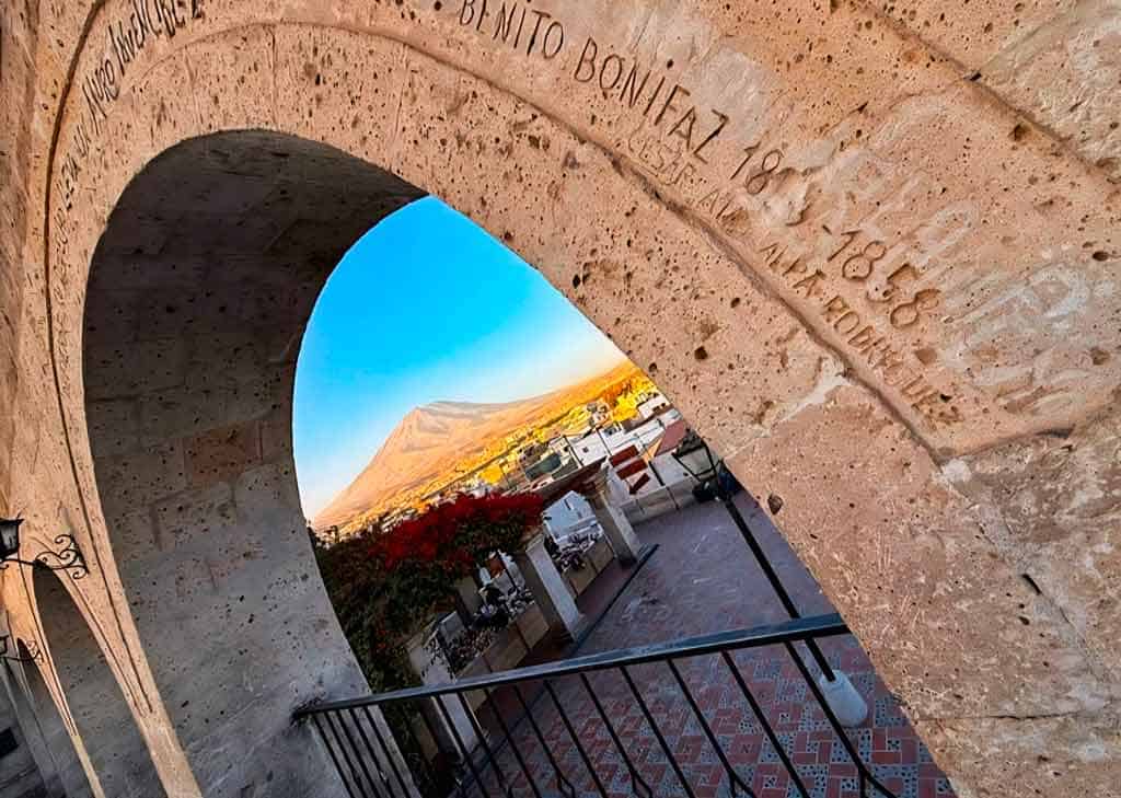 Mirador view point of the city and El Misti volcano