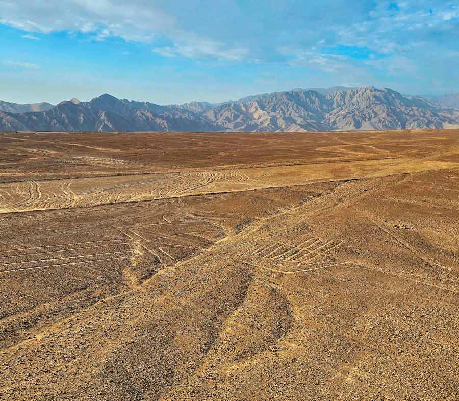 nazca lines and the hand as seen from the observation tower