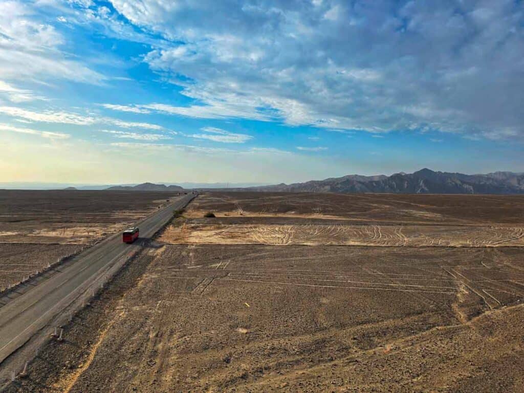 the Pan American highway, cutting through the Nazca Lines