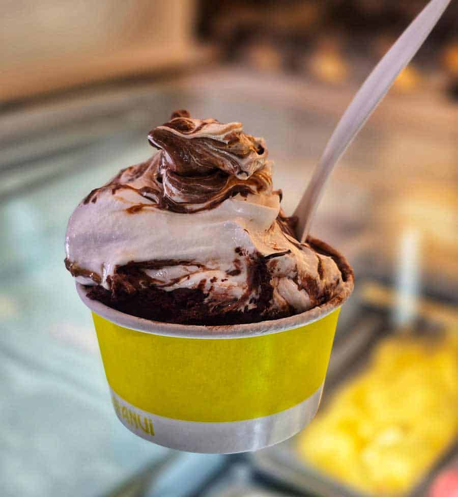 dark chocolate ice cream with an ice-cream meringue