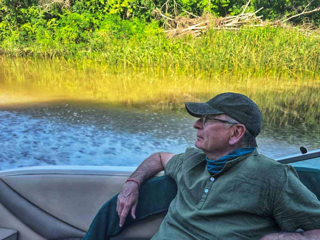 gerry on a boat trip to the tigre delta