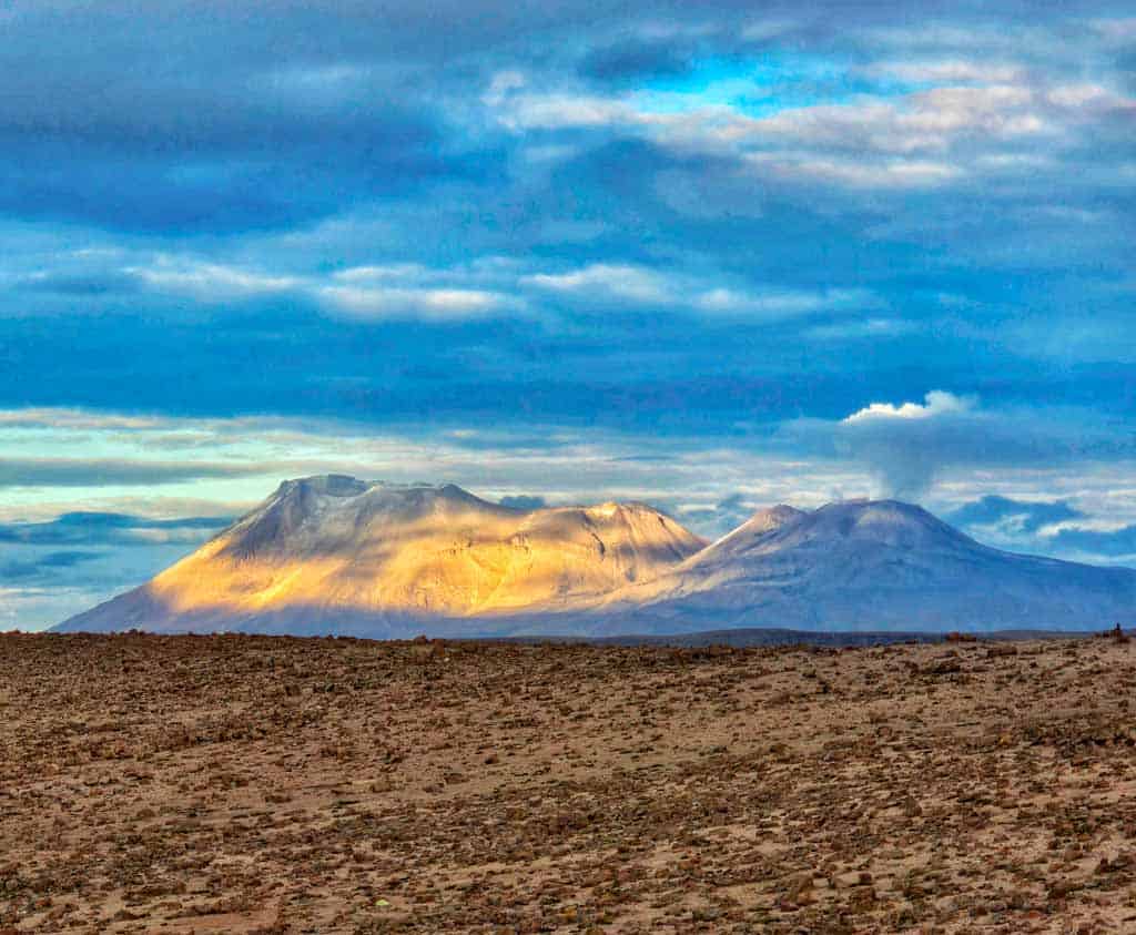 early morning view of the volcanic landscape around arequipa in peru
