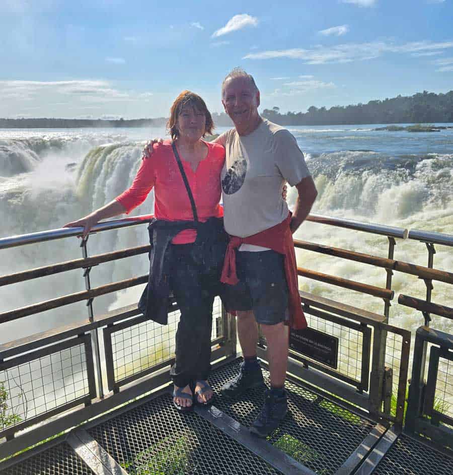colleen and gerry at Devil's throat at Iguazu Falls in Argentina
