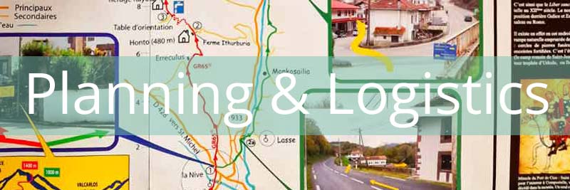 leaflet showing a camino route with a banner saying planning and logistics